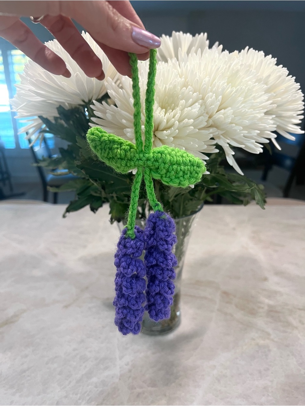 Handmade Crochet Lavender Hanging Ornament keychain bag charm